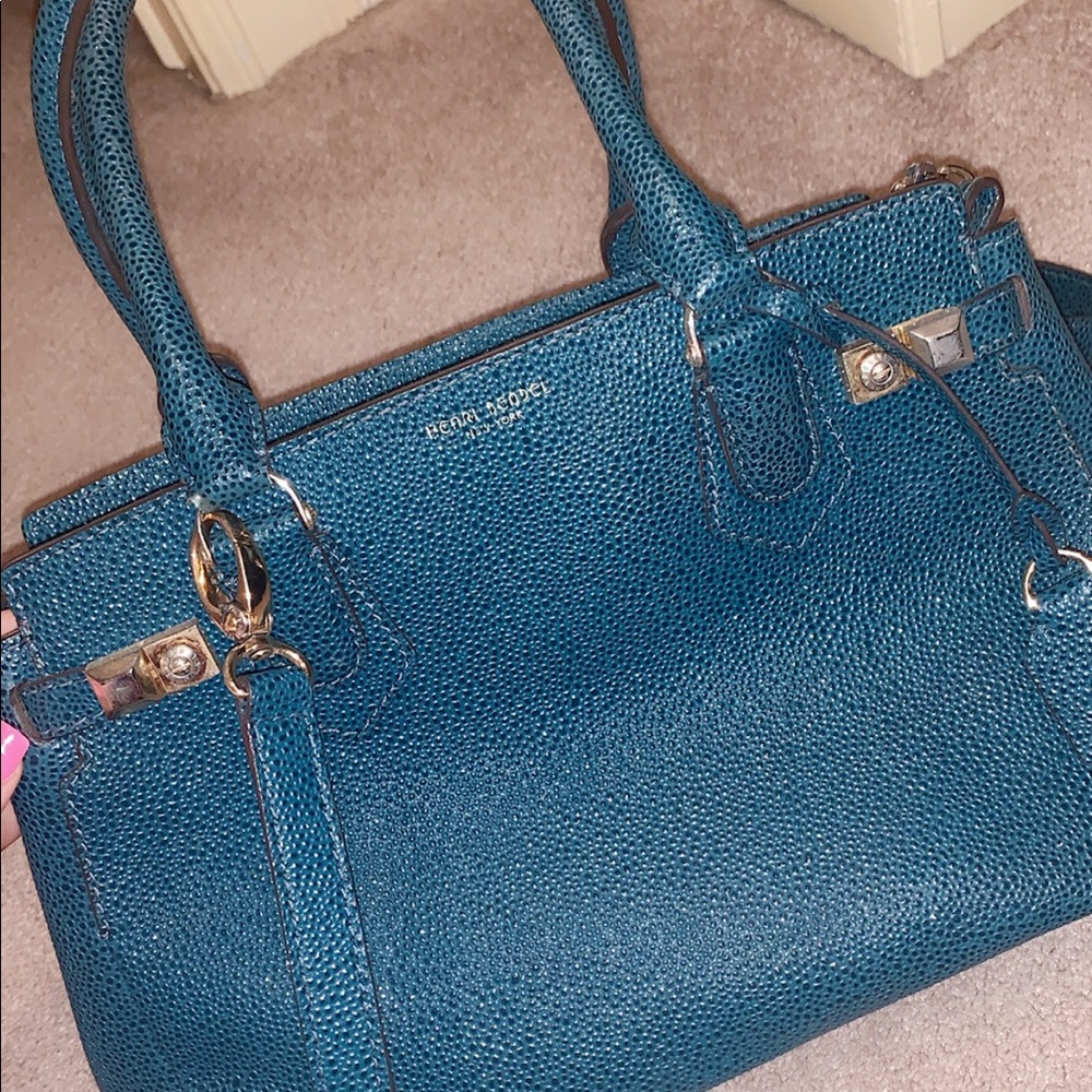 Henri Bendel CARLYLE SATCHEL-CAVIAR in color AQUA - Picture 2 of 8